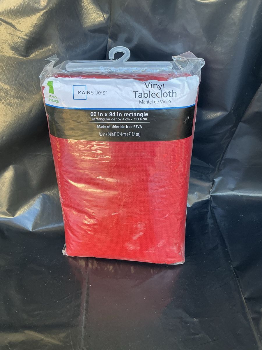Mainstays Red Vinyl Tablecloth 60" x 84" Rectangle, Chloride-Free PEVA