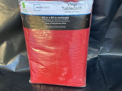 Mainstays Red Vinyl Tablecloth 60" x 84" Rectangle, Chloride-Free PEVA