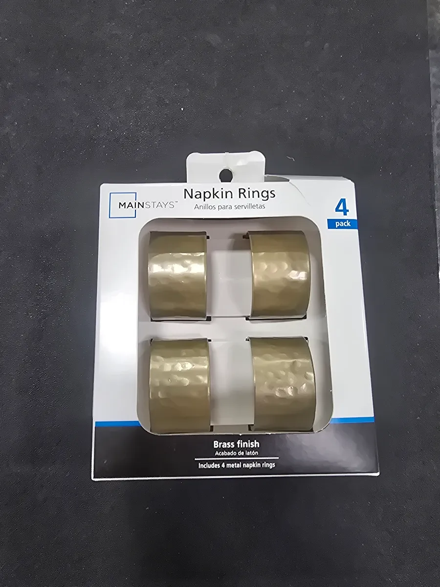 4 Mainstay Brass Finish Napkin Rings