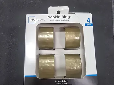 4 Mainstay Brass Finish Napkin Rings