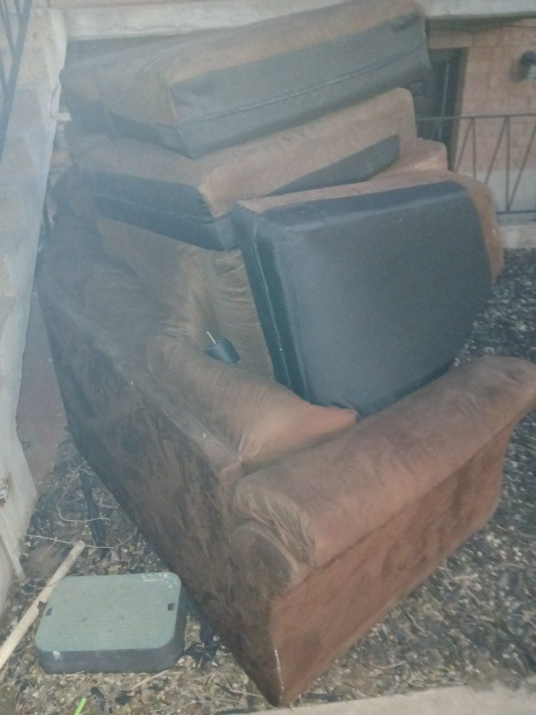 FREE Used Brown Suede Sectional Sofa - Needs Repair