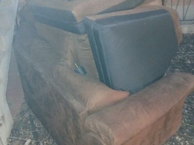 FREE Used Brown Suede Sectional Sofa - Needs Repair