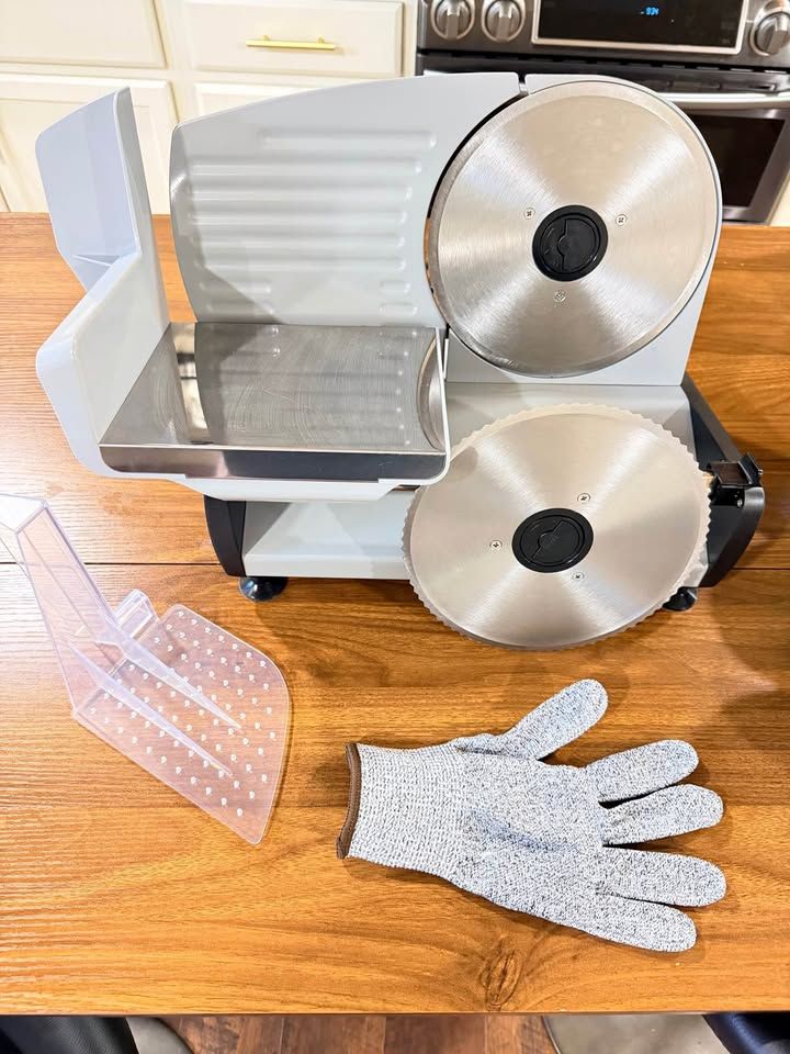 OSTBA Electric Meat Slicer with Two 7.5” Stainless Steel Blades, 200W