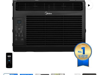 Midea 5,000 BTU Window Air Conditioner Unit, Cools Up to 150 Sq. Ft., with Remote, Black