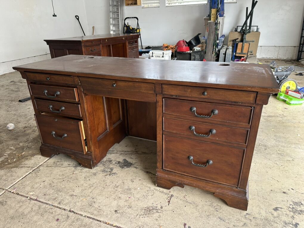 Solid Desk And Credenza