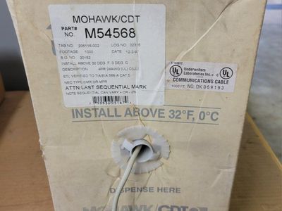 Mohawk CDT M54568 Cat5 24AWG 4-Pair Communications Cable Box 1000ft (Partial Roll)