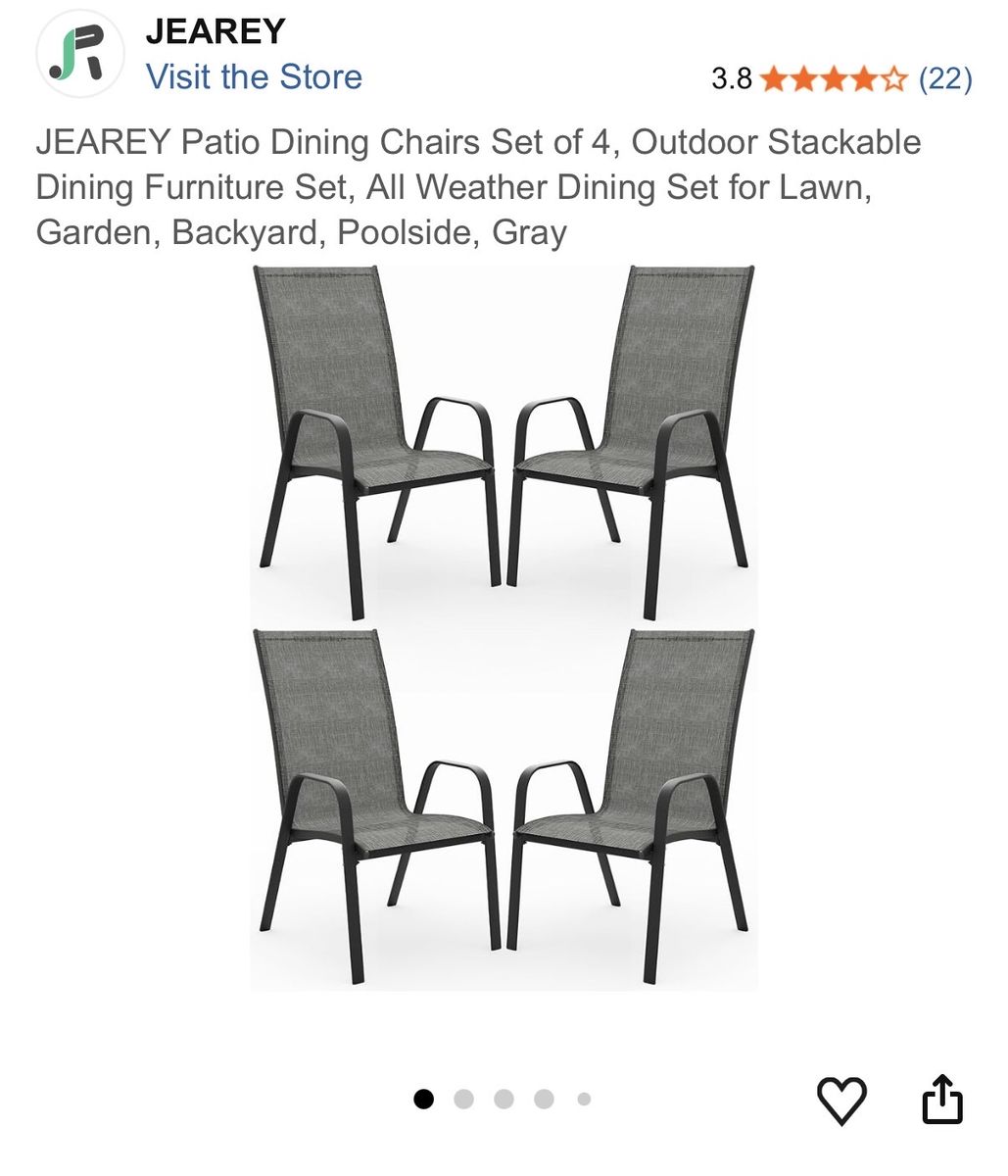 JEAREY Patio Dining Chairs Set of 4 – Brand New in Box