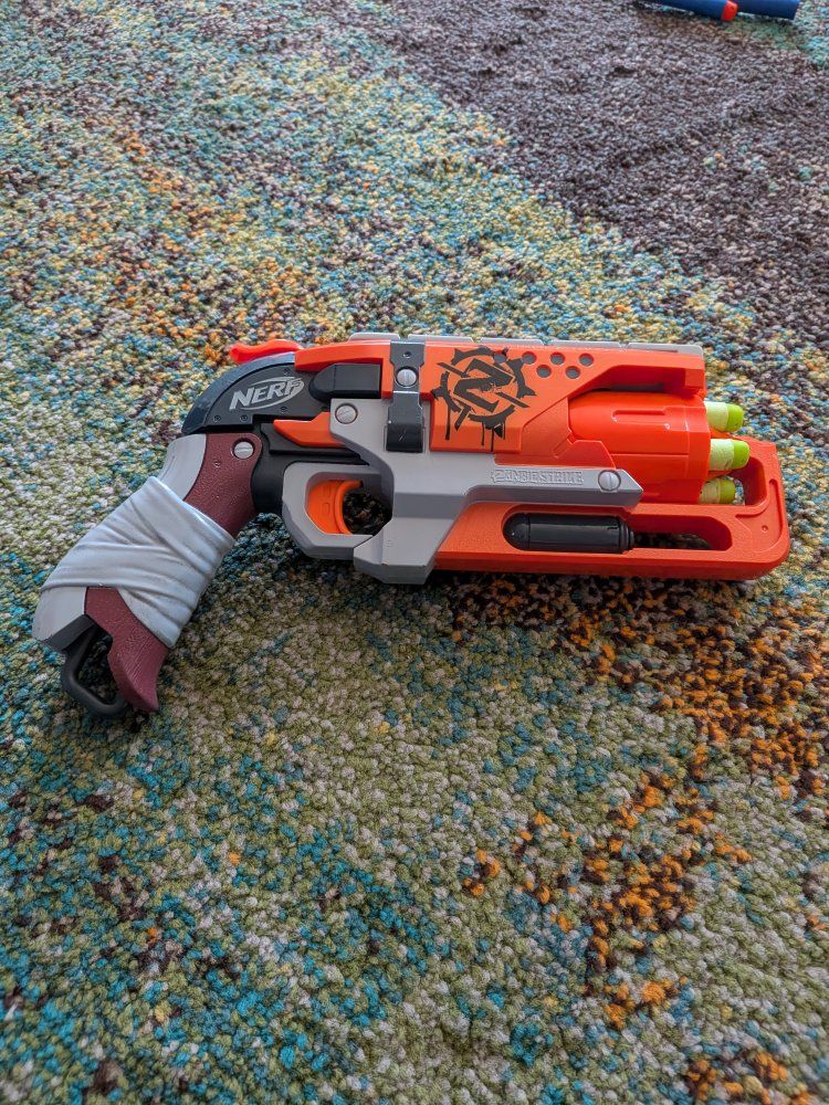Nerf Zombie Strike Hammershot Blaster, Orange & Gray Dart Gun Toy