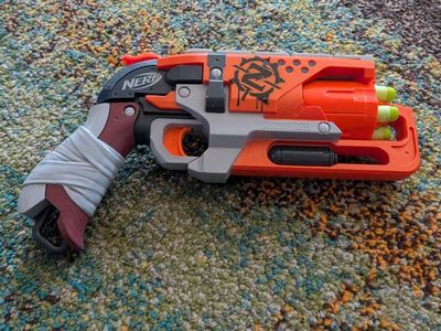 Nerf Zombie Strike Hammershot Blaster, Orange & Gray Dart Gun Toy