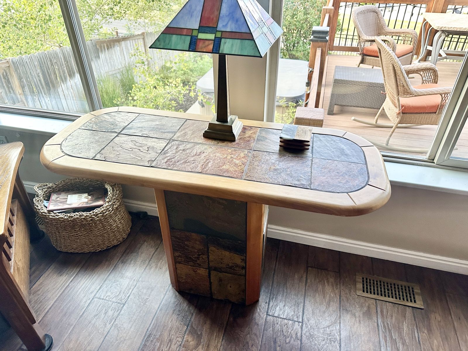 Slate/Solid Wood Side Table Console