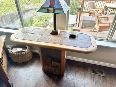 Slate/Solid Wood Side Table Console