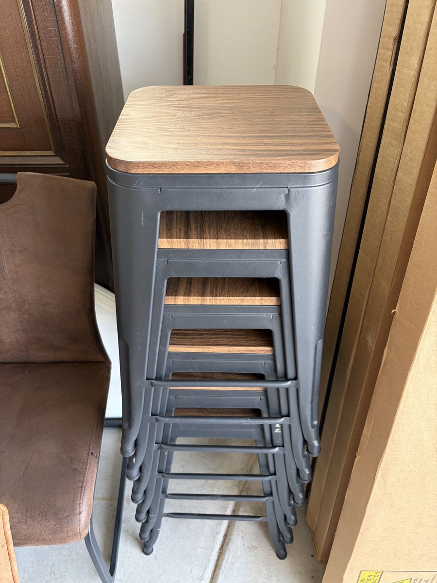 Six 24” metal and wood stools