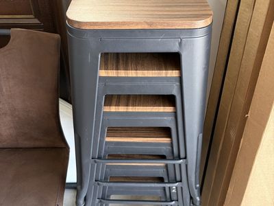 Six 24” metal and wood stools
