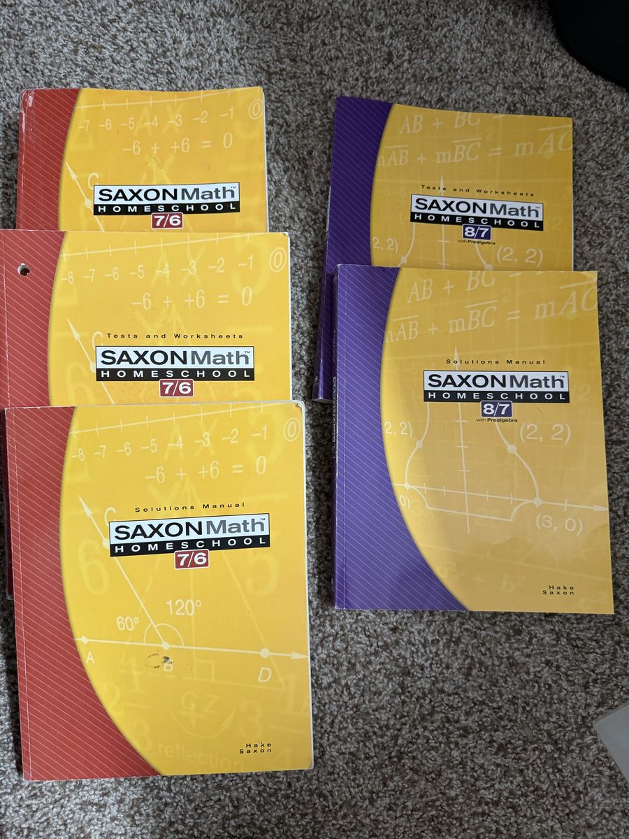 Saxon Math Homeschool 7/6 & 8/7 Tests, Worksheets & Solutions Manuals Prealgebra