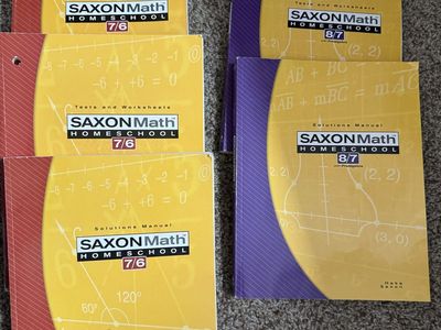 Saxon Math Homeschool 7/6 & 8/7 Tests, Worksheets & Solutions Manuals Prealgebra