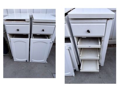 Base cabinets with pull out storage drawers. Read description
