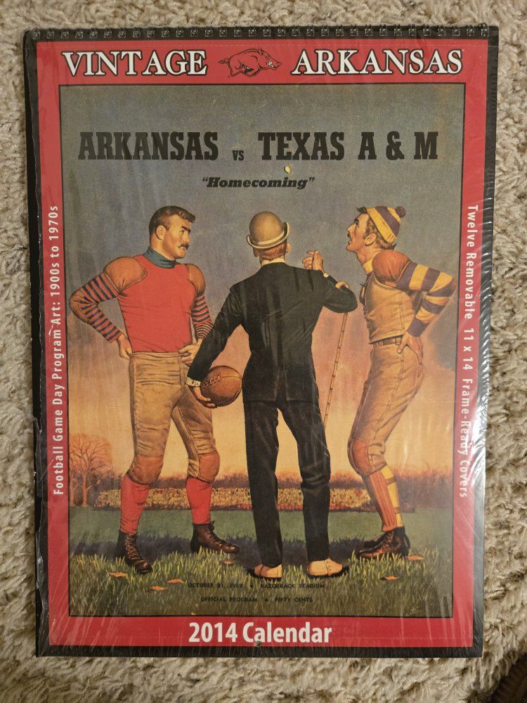 Vintage Arkansas vs Texas A&M 2014 Football Calendar Game Day Art