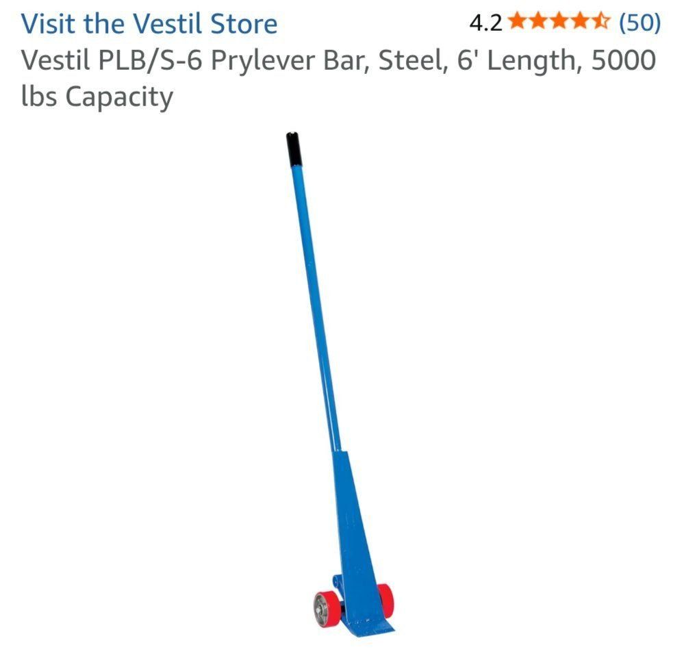 New Vestil 6ft 5,000lb Capacity Steel Lever Prybar