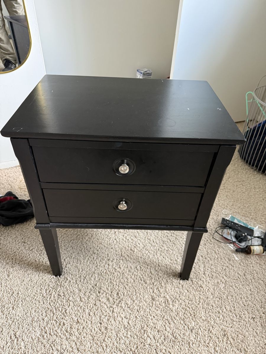 Black Nightstand with 2 Drawers - 22” W x 15.5” D x 25.5” H