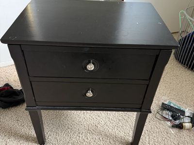 Black Nightstand with 2 Drawers - 22” W x 15.5” D x 25.5” H