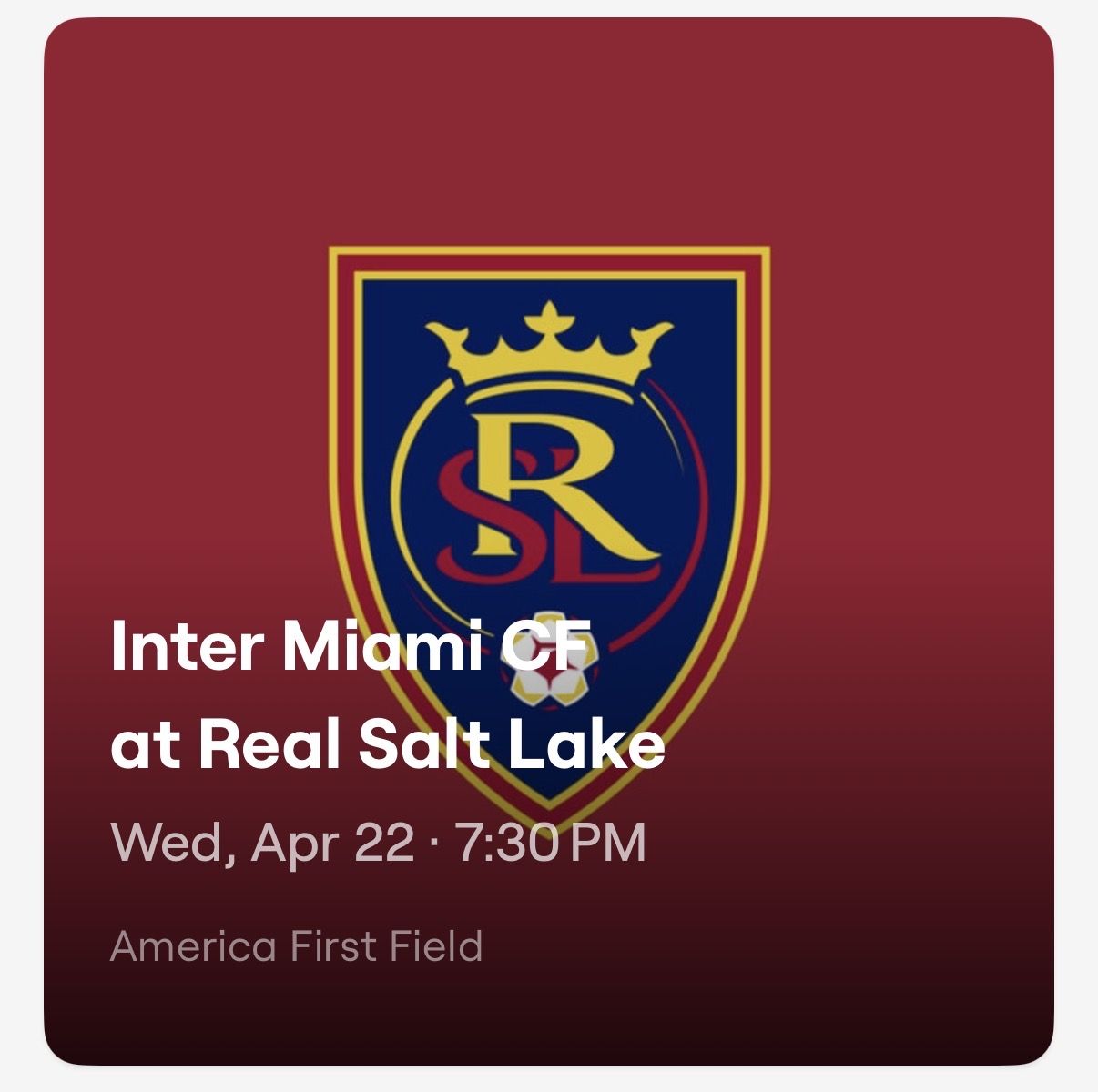 RSL vs Inter Miami (Messi!!) 2 tickets lower section, amazing price for great tickets!!