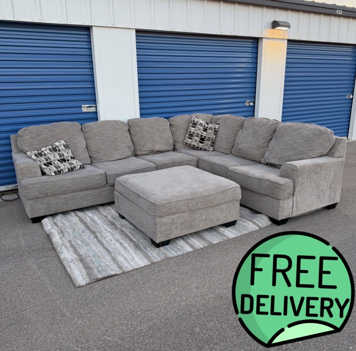 Ashley Modern Grey Sectional Couch-FREE DELIVERY-