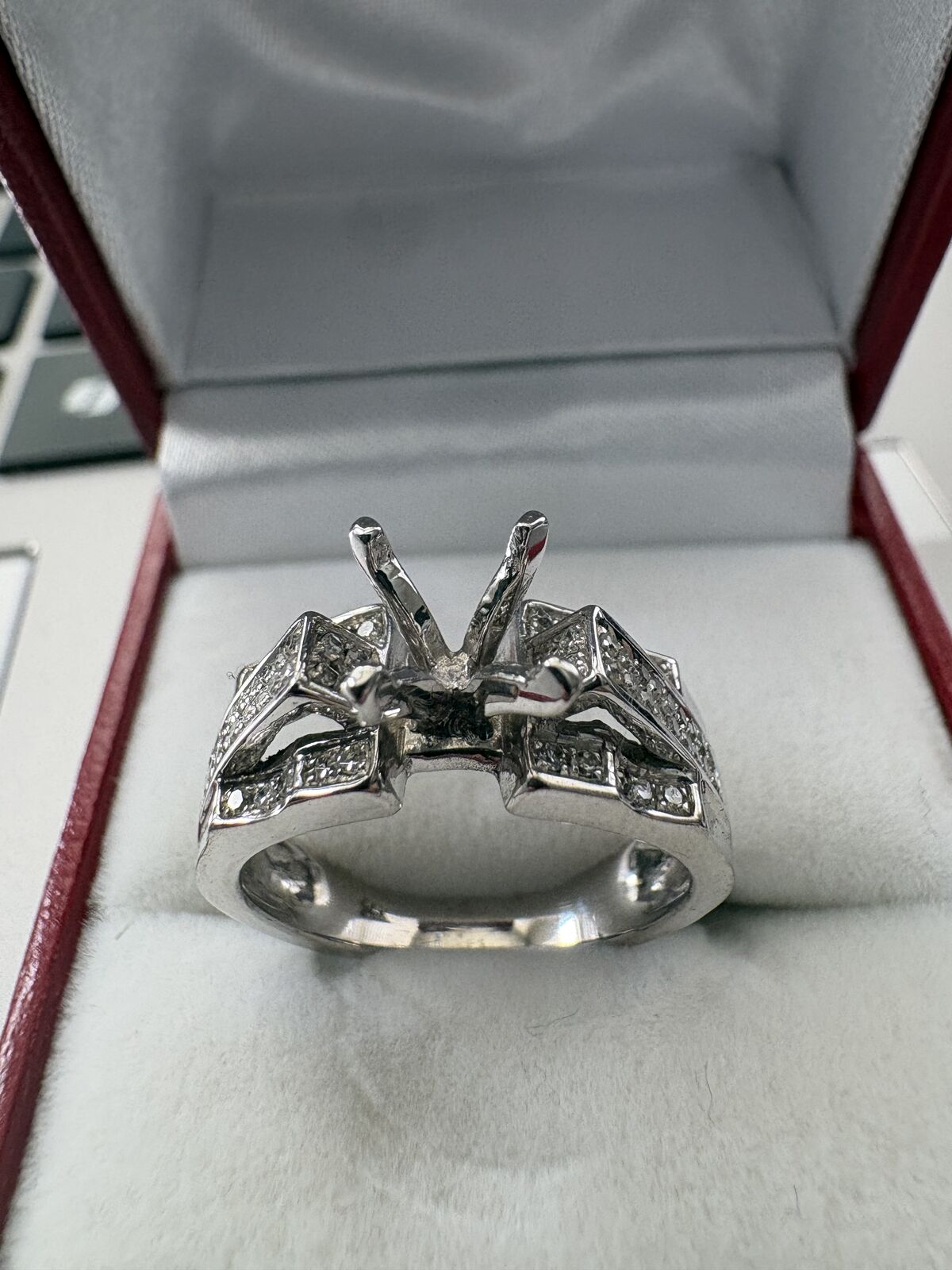 Brand new Semi-mount diamonds, solid 14k white gold ring