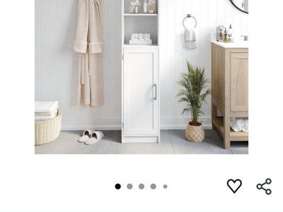 White Linen Tower Cabinet - 70" H, 15" W, 9" D