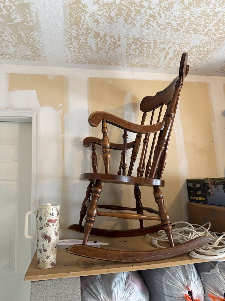 Vintage Wooden Rocking Chair - Dark Wood Finish