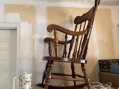 Vintage Wooden Rocking Chair - Dark Wood Finish