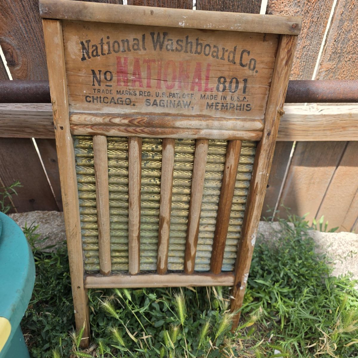 Vintage National Washboard Co. No. 801 Wood & Metal Washboard - Made in USA, Chicago