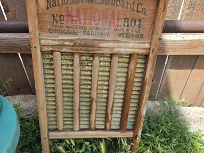 Vintage National Washboard Co. No. 801 Wood & Metal Washboard - Made in USA, Chicago