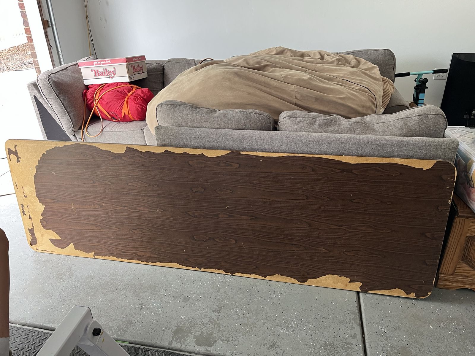 Free***Used Folding Table with Faux Wood Top and Metal Frame
