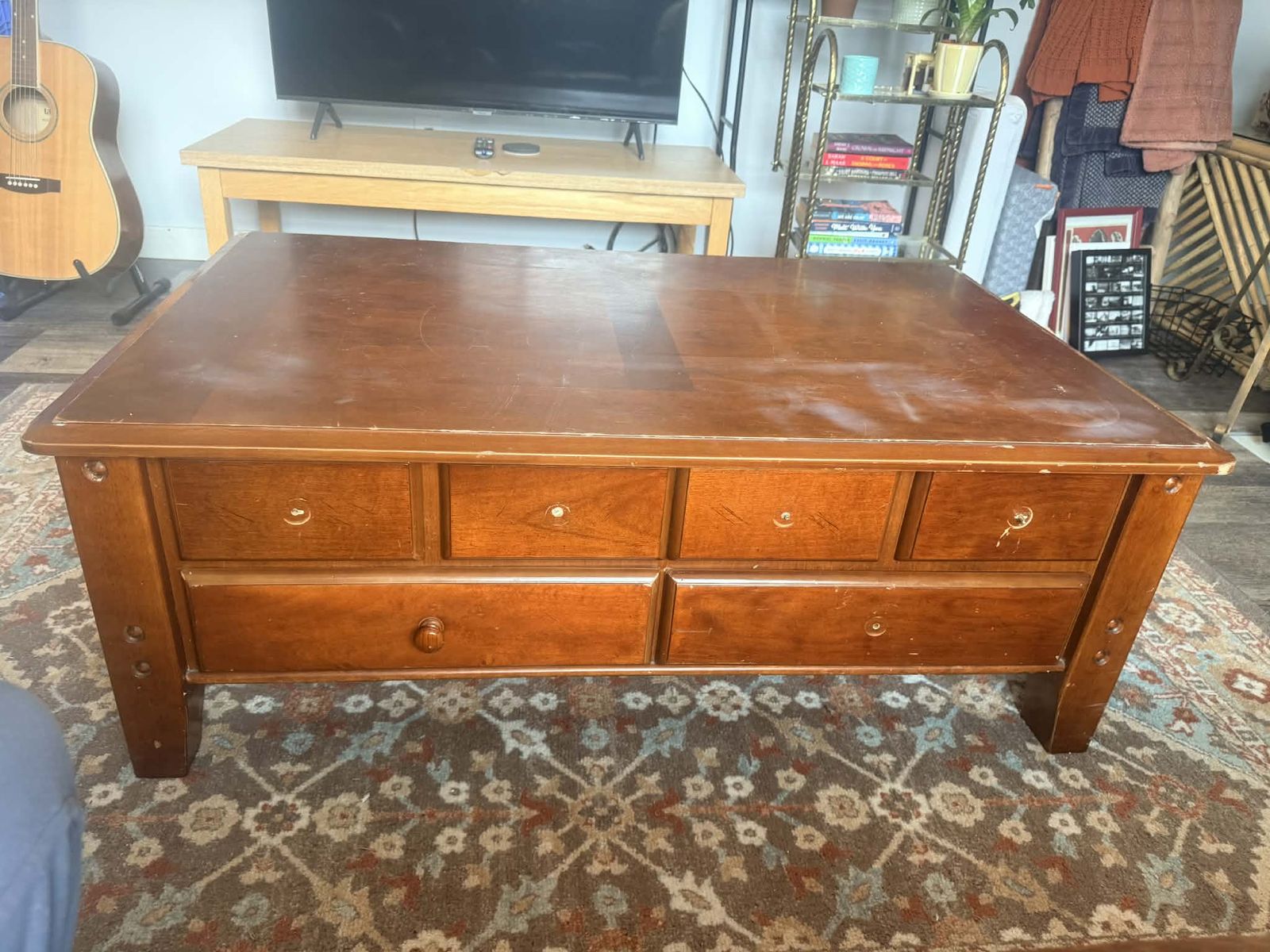 Solid Wood Coffee Table w/ Storage Drawers – Heavy Duty – $35 OBO