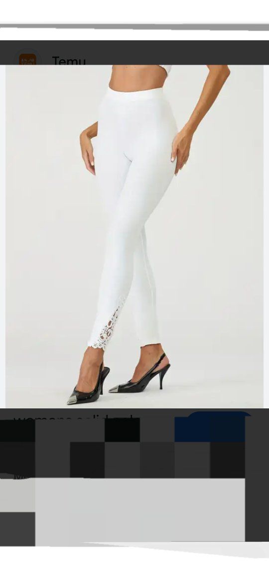 White 2XL Leggings with Lace Detail - New with Tags, 95% Polyester, 5% Elastane