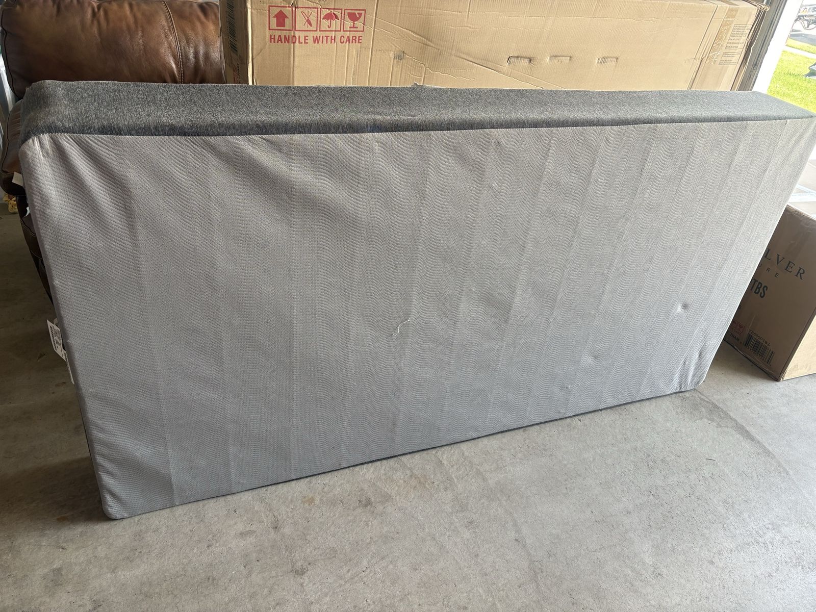 Twin Size Box Spring - Gray Upholstery, Great Condition