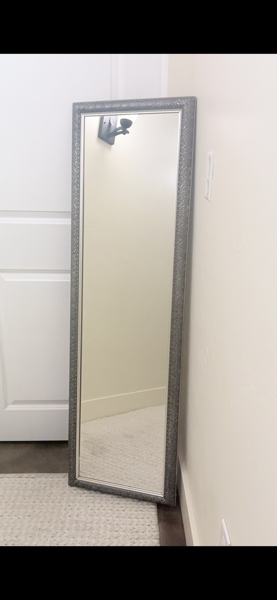 Ornate Silver Full Length Floor Mirror - 55" x 16"