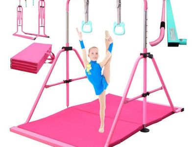 PreGymnastic Folding Gymnastics Bar w/ Mat & Rings
