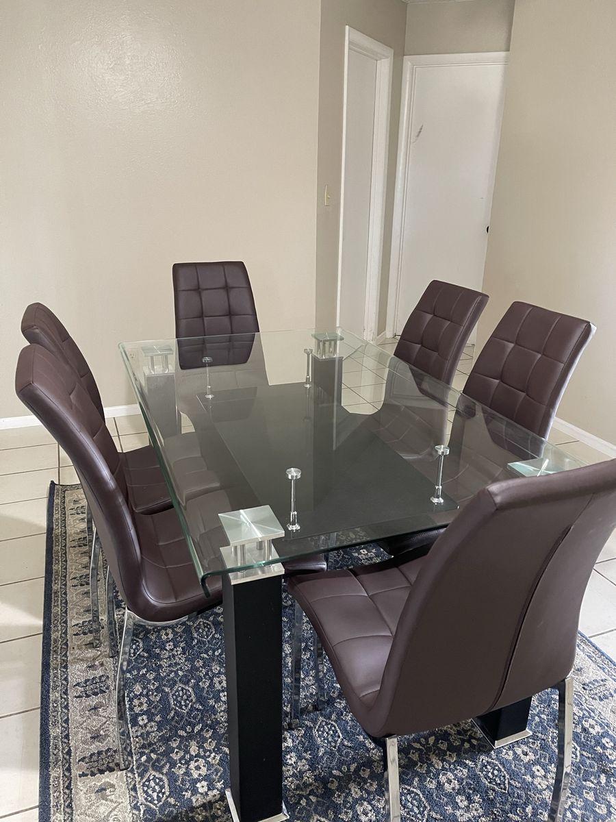 6 Dinner table with chairs, dimensions ( 35”W59”L)