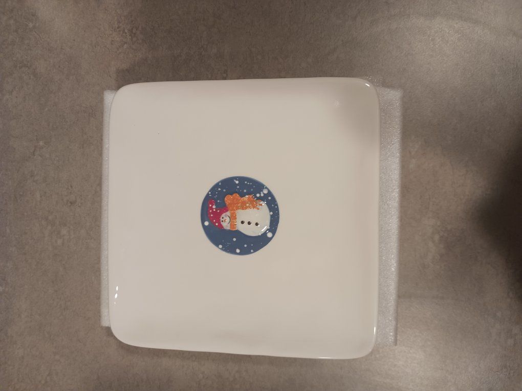 Set of 4 ceramic snowman plates