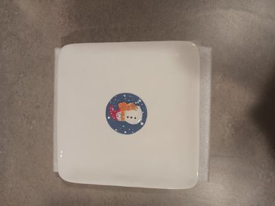 Set of 4 ceramic snowman plates