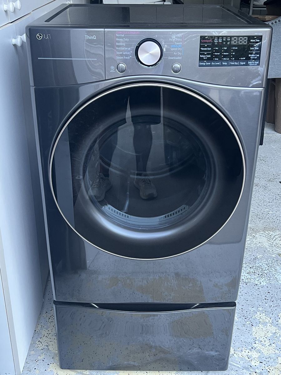 LG ThinQ Front Load Gas Dryer with Steam & TurboSteam - Dark Gray