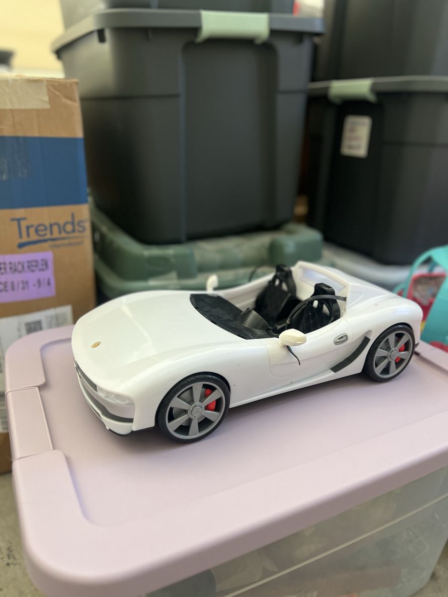Barbie Toy Sports Car Convertible Lights Up - White