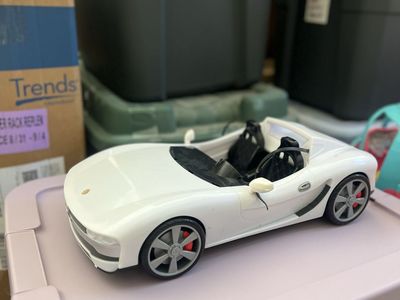 Barbie Toy Sports Car Convertible Lights Up - White