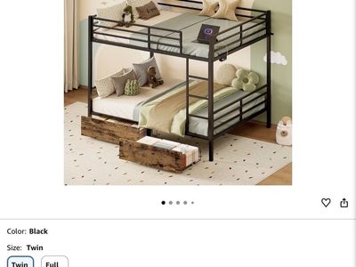 Twin convertible, bunkbed set with under storage drawers.. New in box!