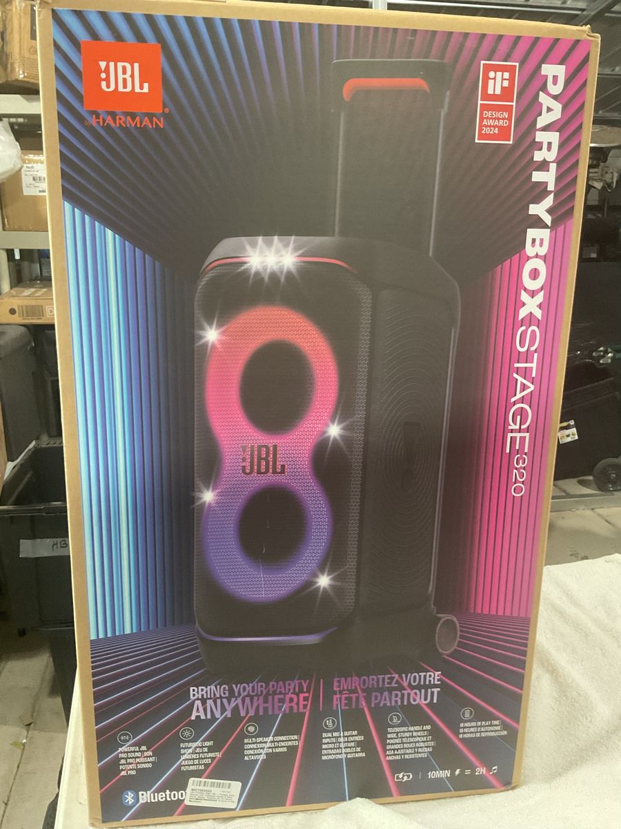 JBL PartyBox Stage 320 Portable Bluetooth Speaker with Light Show and Powerful Bass