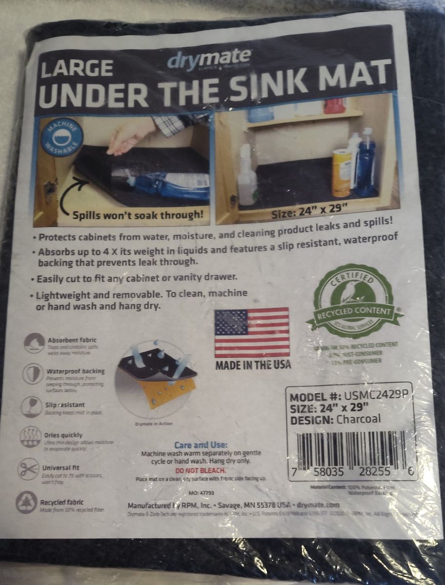 Drymate Premium Under Sink Mat, Waterproof Cabinet Protection Mats for Kitchen & Bathroom, Absorbent Shelf Liners
