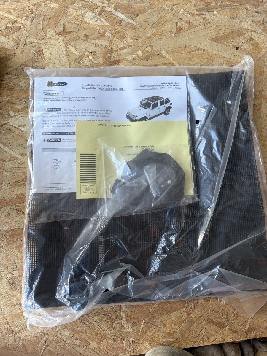 Bestop 52410-11 Sun Bikini Targa Top Black Mesh - NEW - Jeep Wrangler JL 2018+ / Gladiator JT