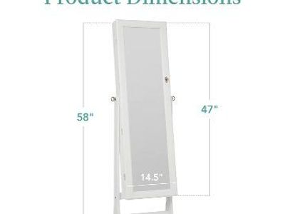 Freestanding Jewelry Armoire Cabinet - White