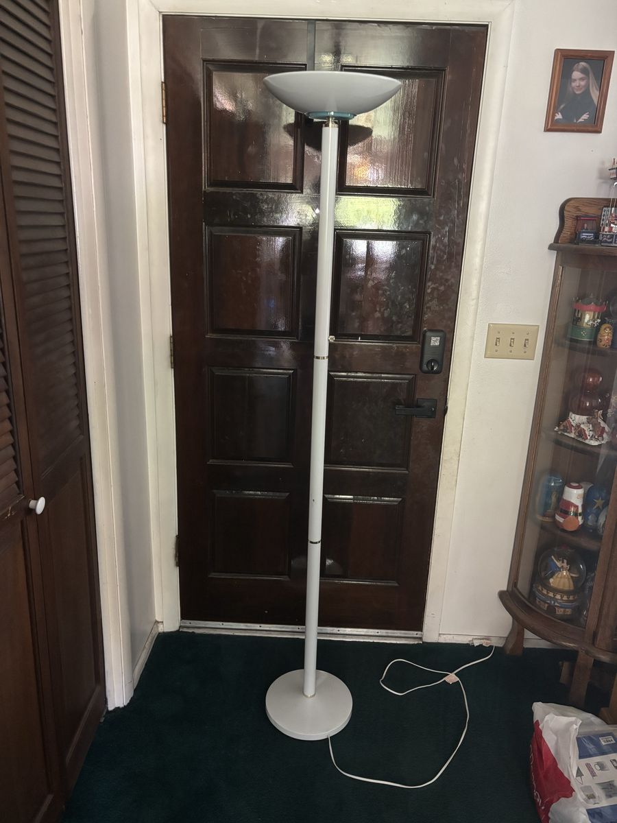 Minimalist White Floor Lamp with Uplight Bowl Shade - Modern Torchiere Design